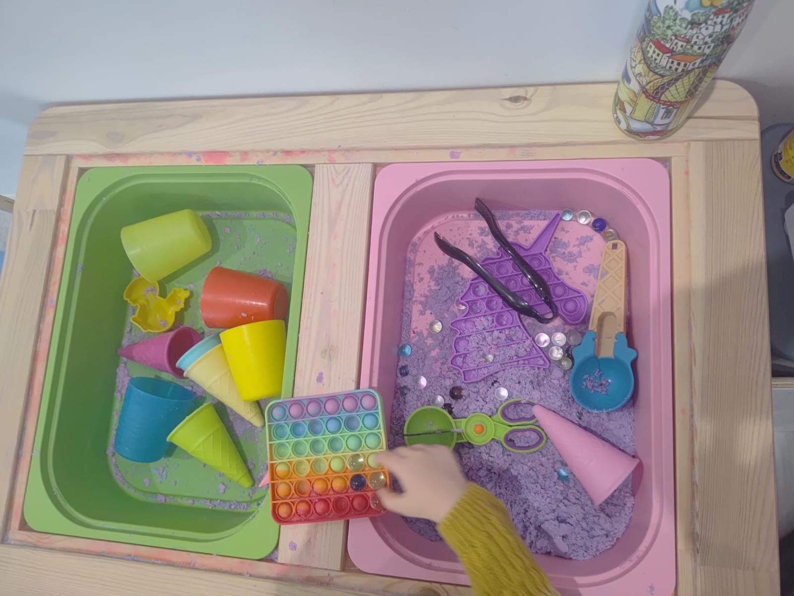 A child works with a sensory task during therapy.